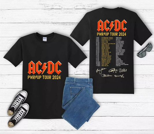 ACDC Pwr Up World Tour 2024 Signature T Shirt, Rock Band T Shirt