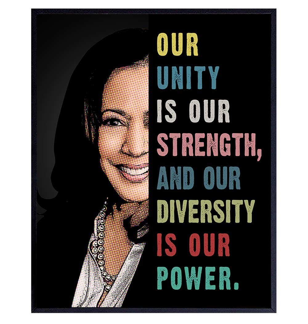 Kamala Harris Madam Vice President Inspirational Quotes Wall Art for African American Women, Girls - Political Gifts - Patriotic Decor - Poster