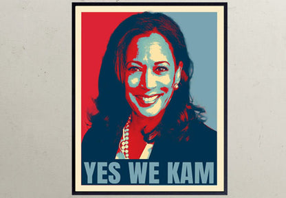 Kamala Harris Patriotic Wall Art - Kamala Harris 2024 - Yes We Can, Vote Democrat 2024 Poster