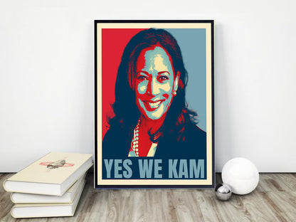 Kamala Harris Patriotic Wall Art - Kamala Harris 2024 - Yes We Can, Vote Democrat 2024 Poster