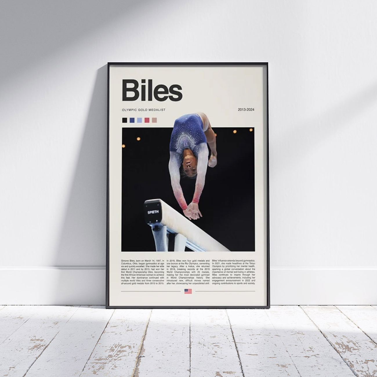 Simone Biles Poster, Gymnastics Poster 2024 USA