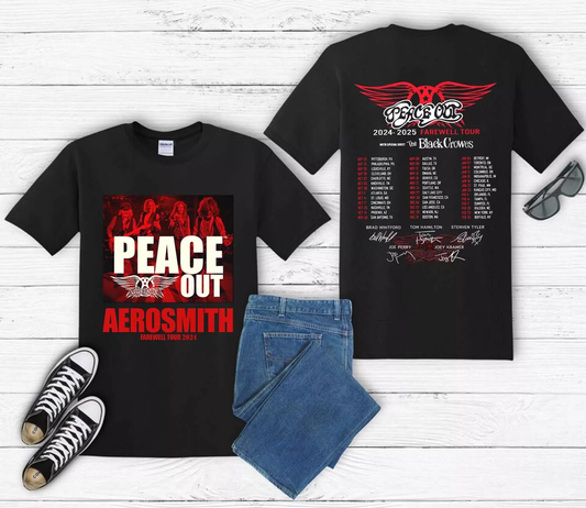 Aerosmith Band Peace Out Farewell Tour 2024 Signature T-Shirt