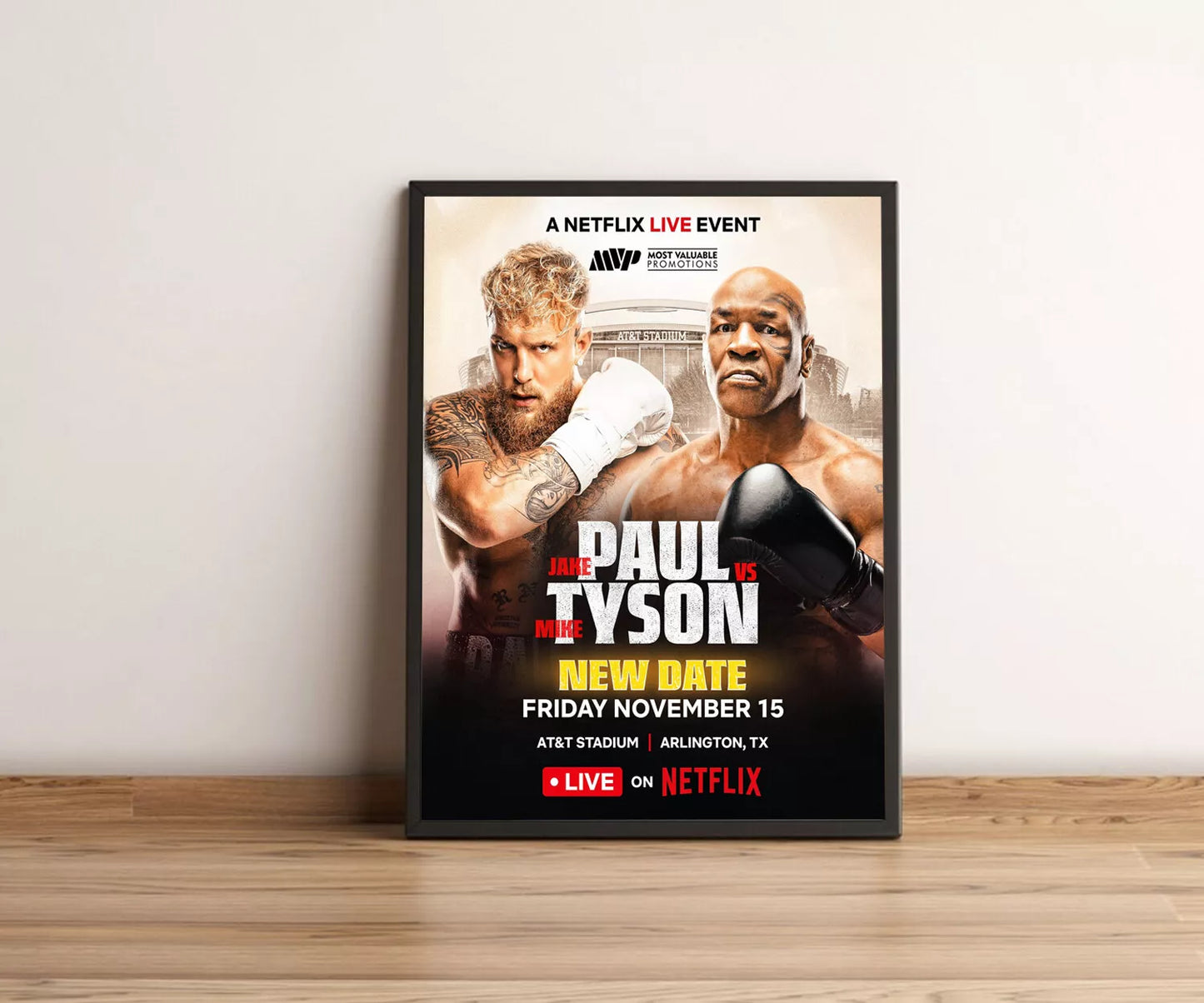 Jake Paul Vs Mike Tyson Matchup - Nov 15 At AT & T Stadium In ArlingtonTX Poster